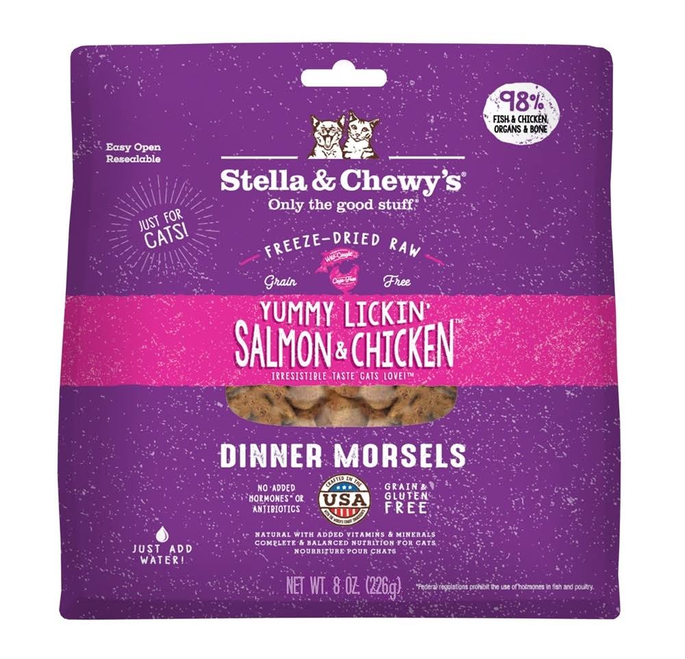Stella & Chewy’s Freeze-Dried Adult Cat Food - Yummy Lickin’ Salmon & Chicken, 9oz