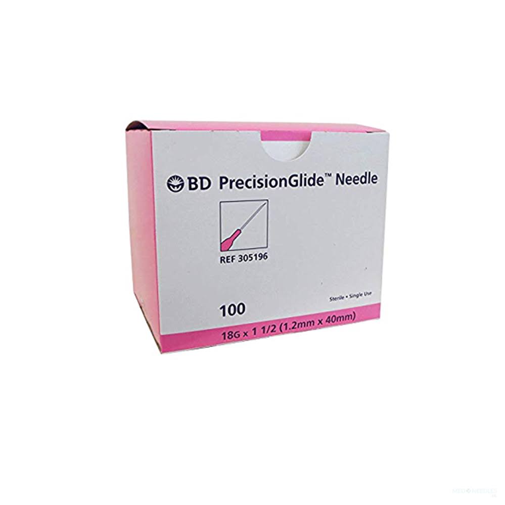BD Needle Only 18 Gauge 1.5 inch 100/Box (305196)