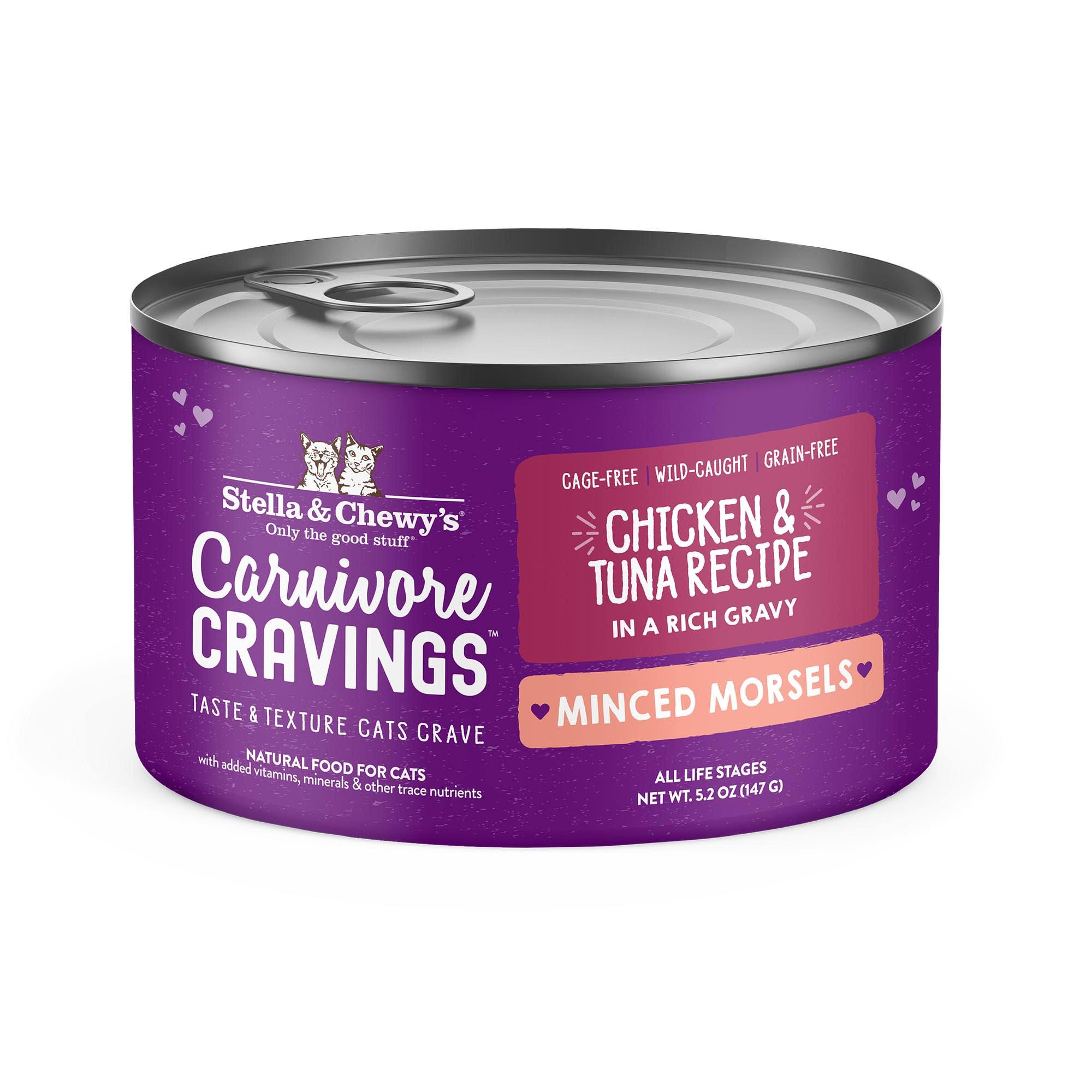 Stella & Chewy's Carnivore Cravings Minced Morsels Chicken & Tuna Recipe Wet Cat Food, 5.2-Oz
