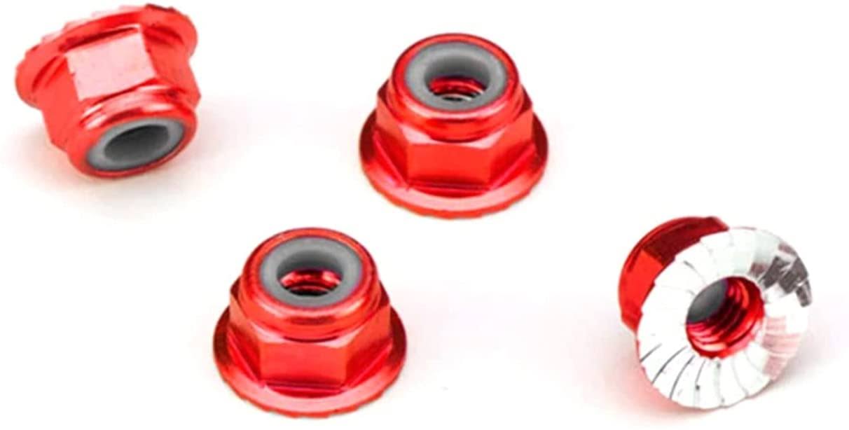Traxxas 1747A - Aluminium Flanged Locking Nuts, Red (4)
