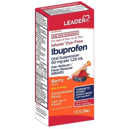 Leader Infants' Dye Free Ibuprofen Drops, Berry Flavor, 1 fl oz