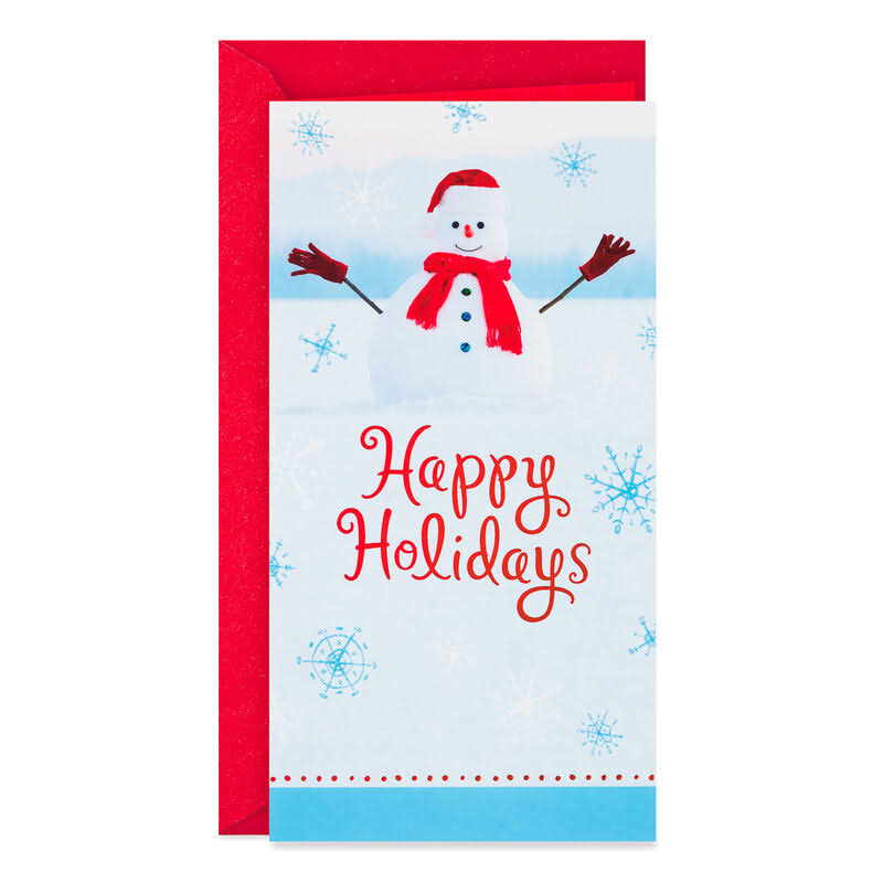 Smiling Snowman Money Holder Holiday Card