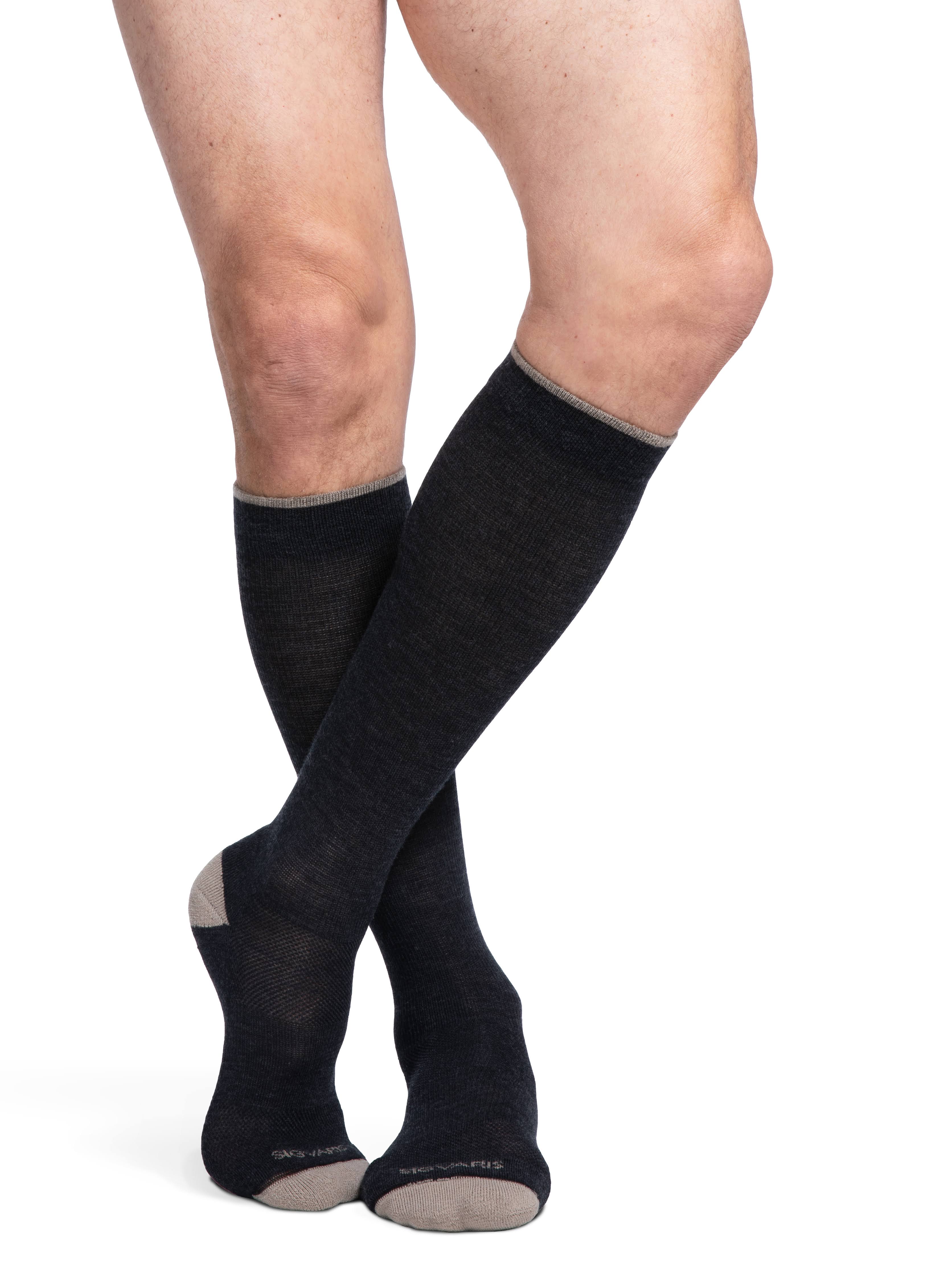 Sigvaris 422 Merino Outdoor Performance Wool Knee High Socks - 20 to 30mmhg, Black