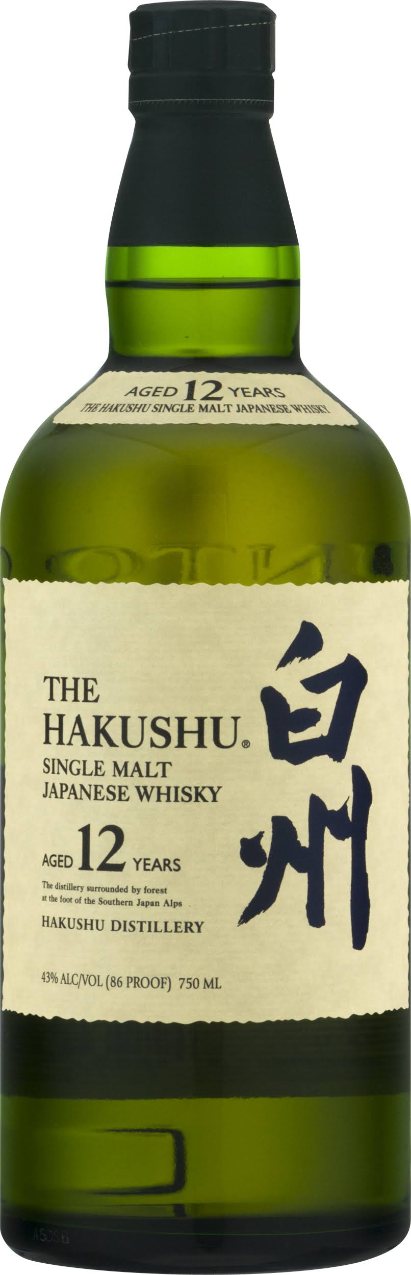 Hakushu 12 Year Single Malt Japanese Whisky - 750 ml bottle