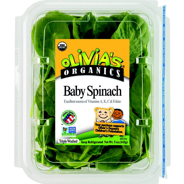 Olivias Organics Spinach, Baby - 5 oz