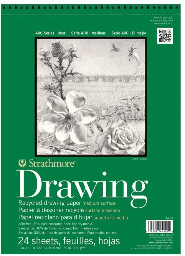 Strathmore 400 Series Wire Bound Recycled Drawing Paper - 14in x 17in, 24 Sheets