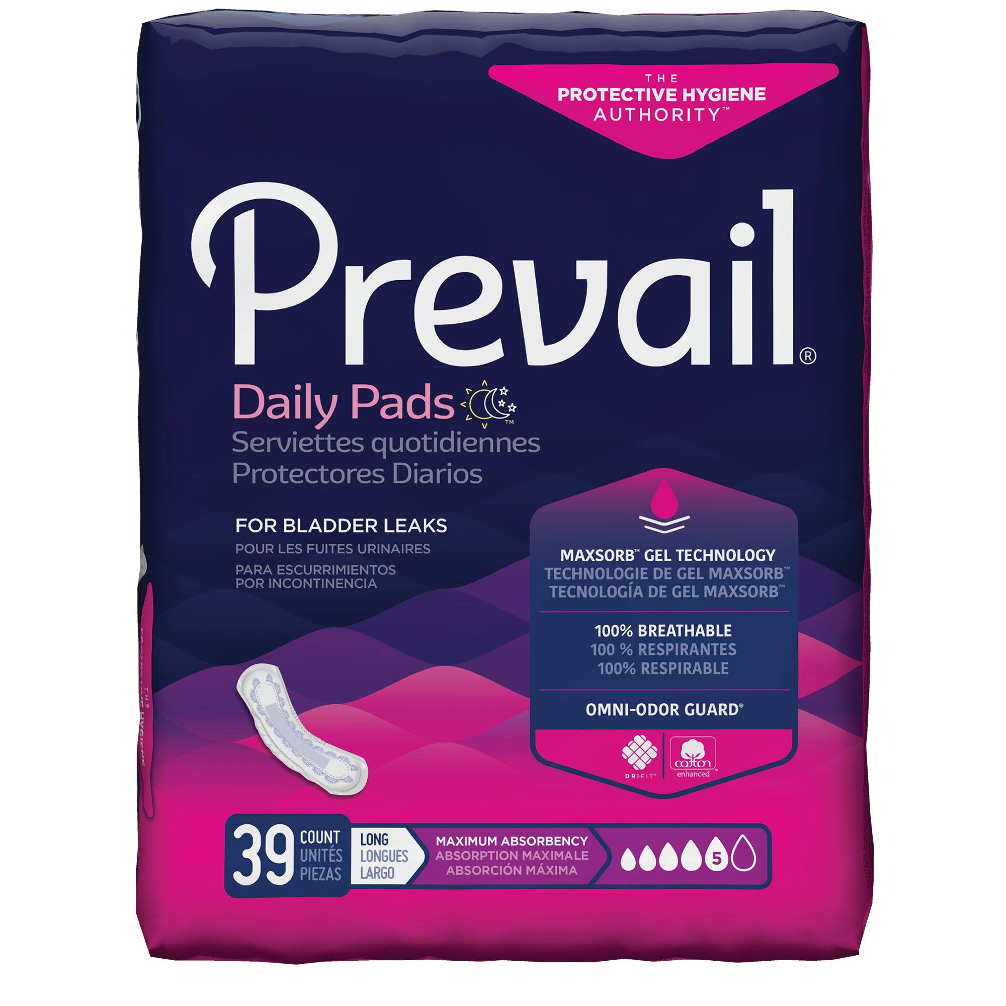 Prevail Maximum Absorbency Incontinence Bladder Control Pads - Maximum Long, 39ct