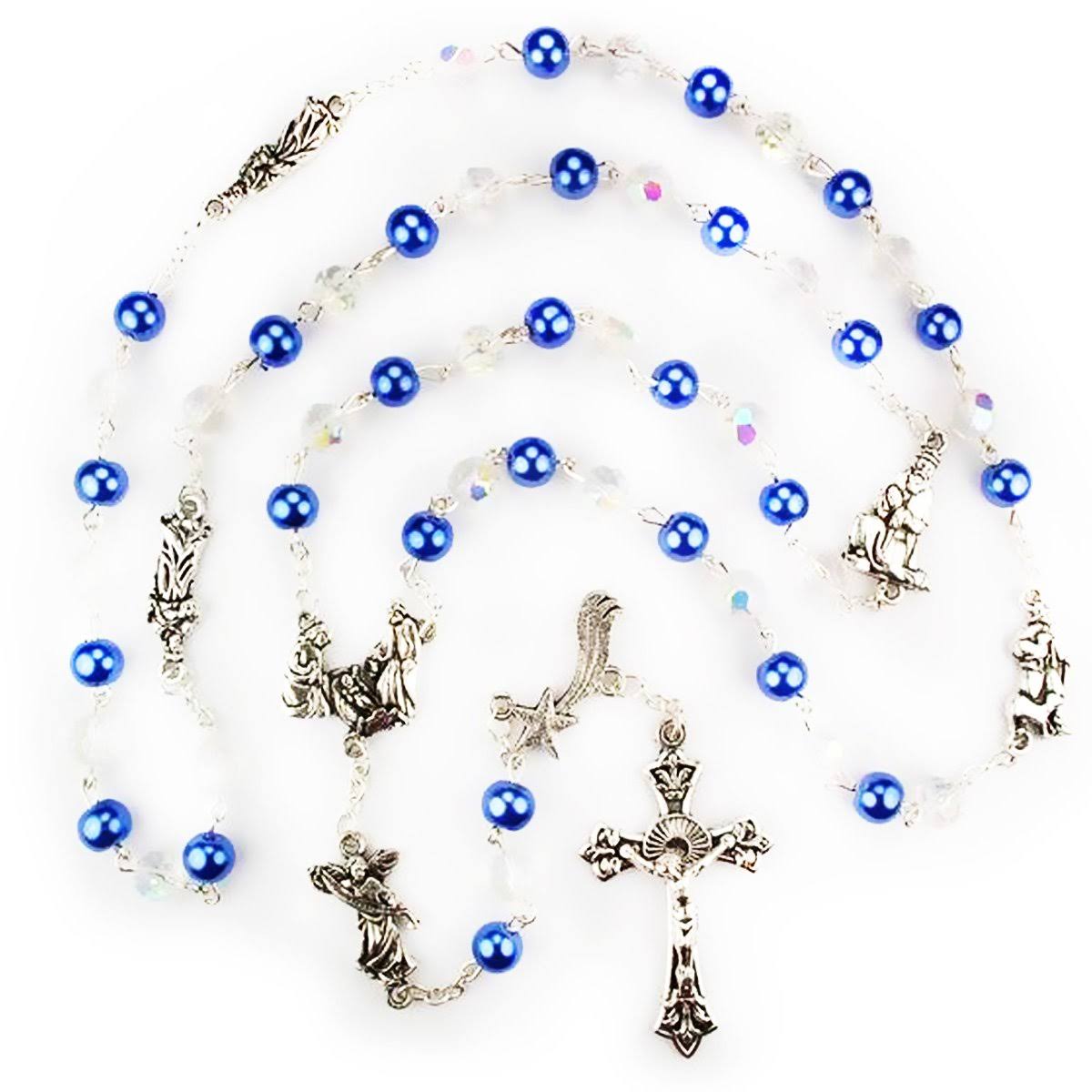 Blue & Crystal Nativity Rosary (Pack of 3)