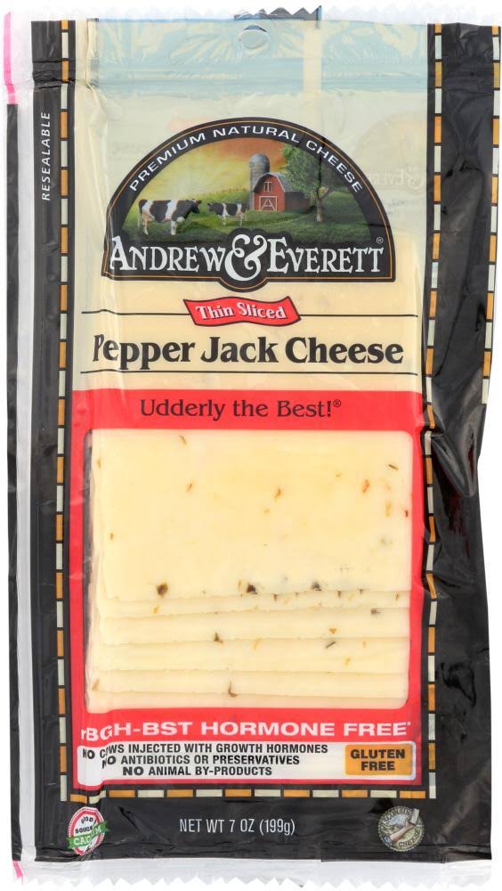 Andrew & Everett: Cheese Pepper Jack Sliced, 7 oz
