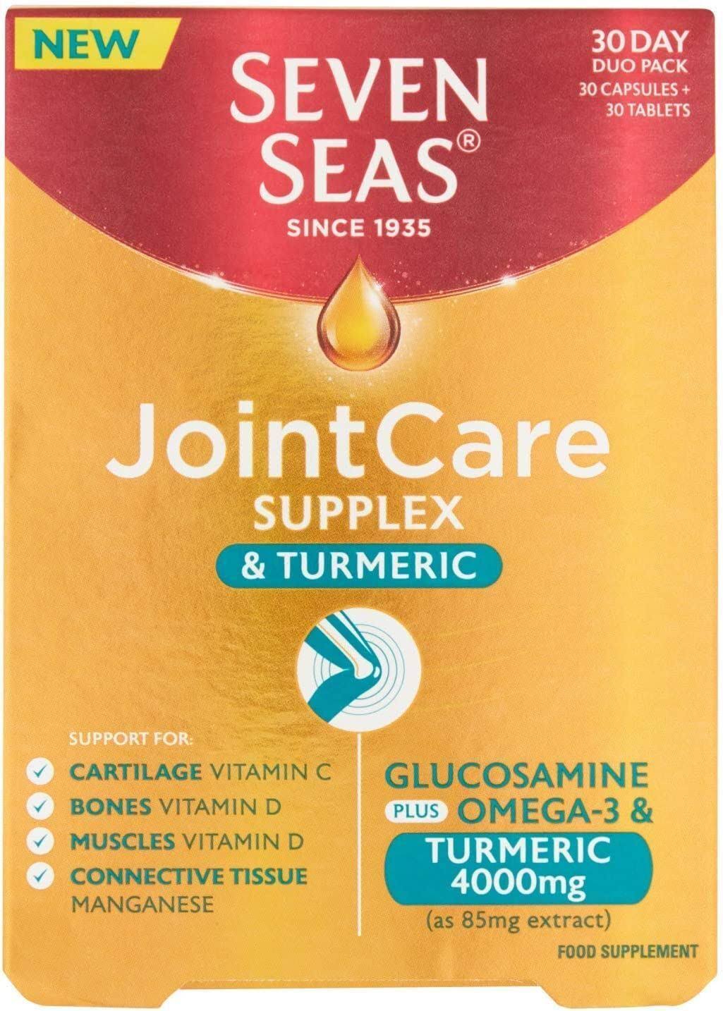 Seven Seas JointCare Supplex and Turmeric with Glucosamine and Omega.
