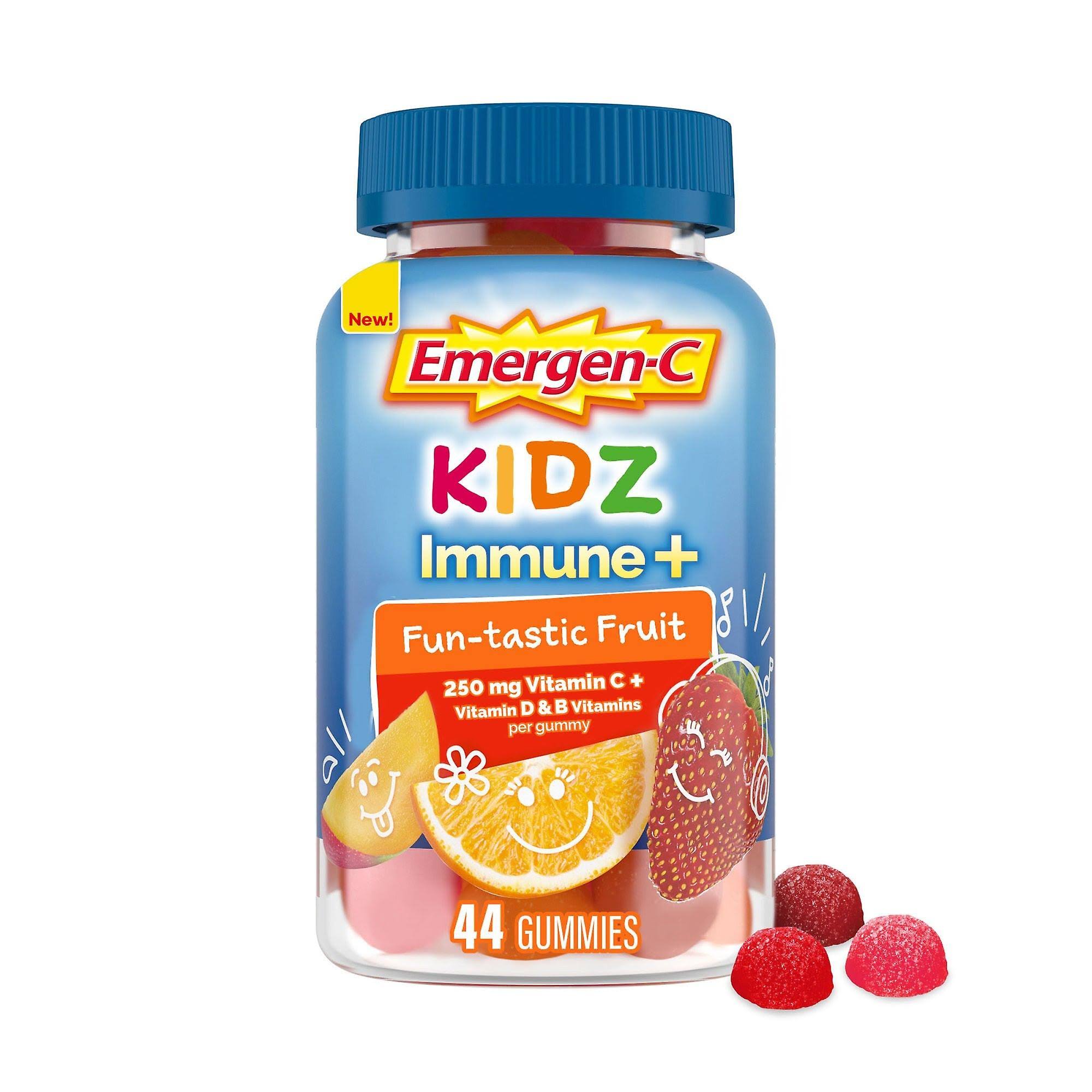 Emergen-C Kidz Immune+ Dietary Supplement, Gummies, Fun-Tastic Fruit, 44 EA