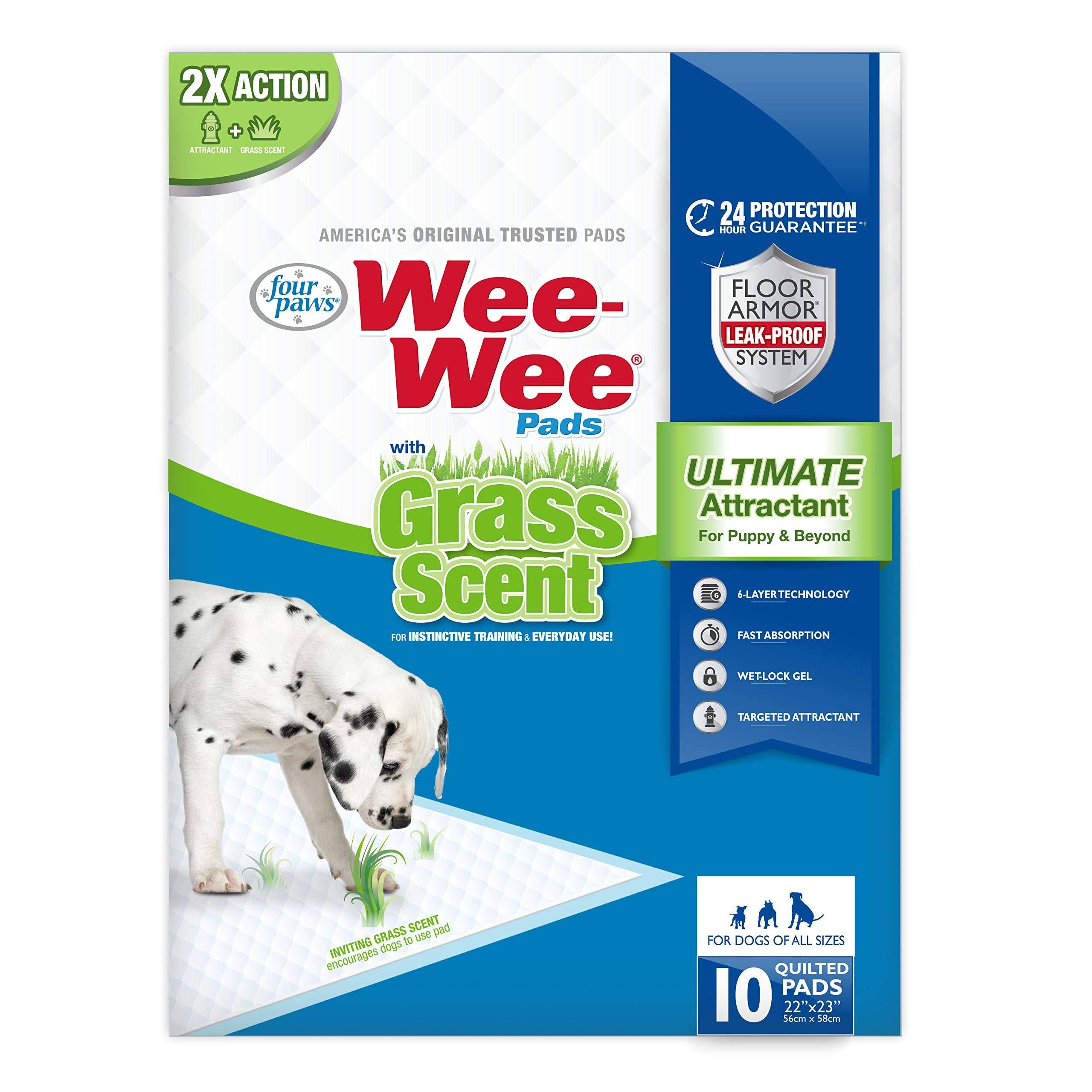 Four Paws Wee-Wee Grass Scented Puppy Pad 10 Count
