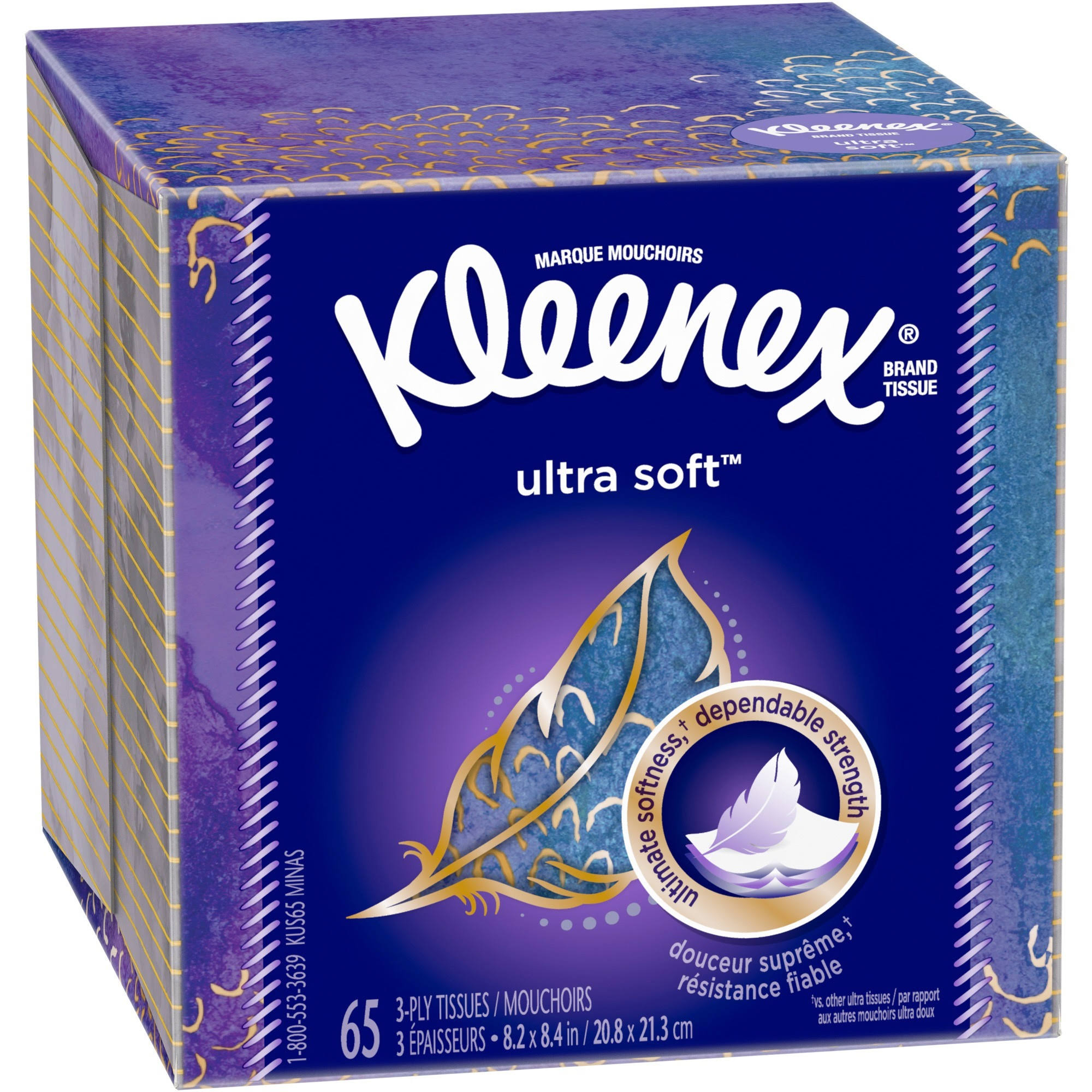 Kleenex Ultra Soft Facial Tissues 1 Cube Box 65 Tissues
