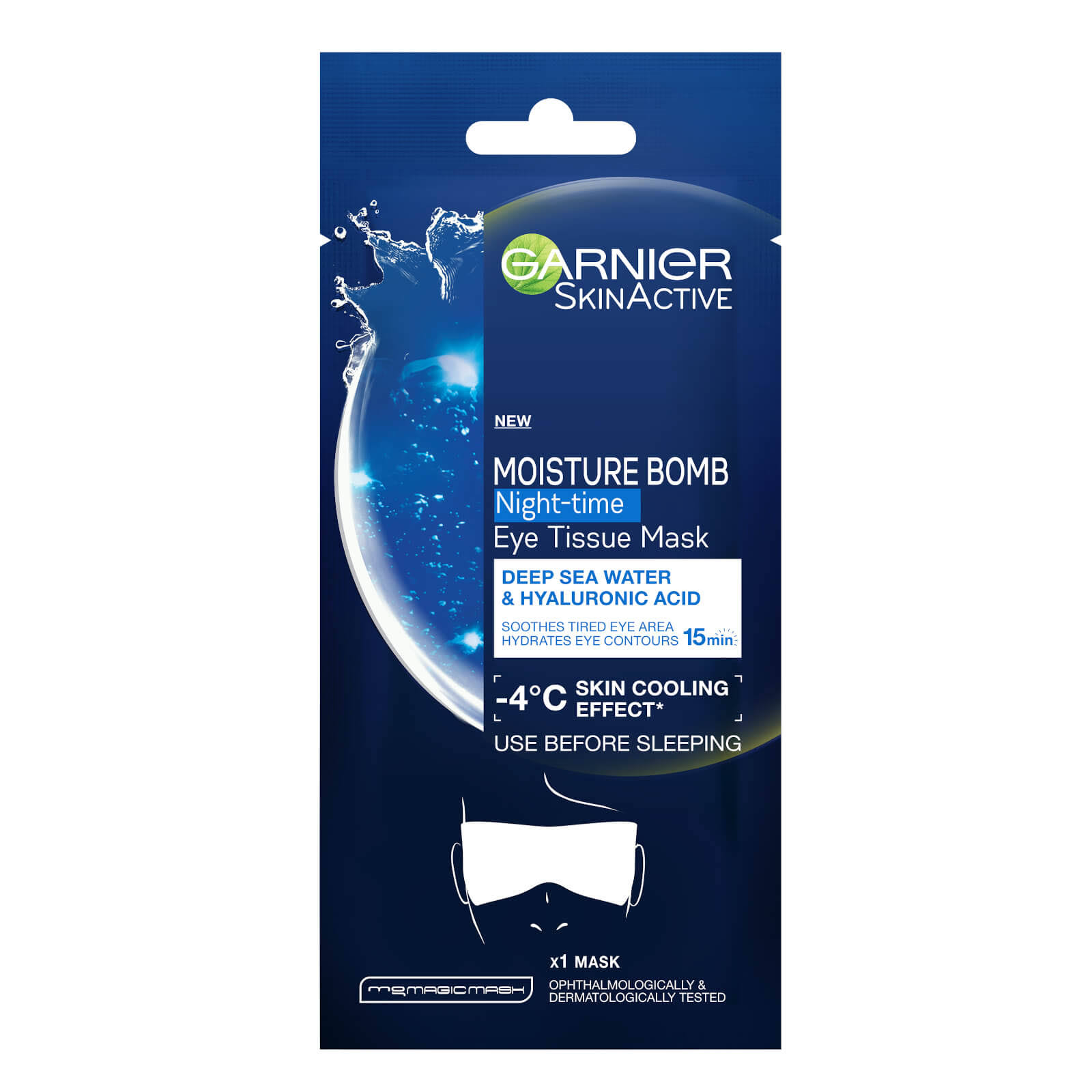 Garnier Moisture Bomb Deep Sea Water & Hyaluronic Acid Night-Time Eye Tissue Mask