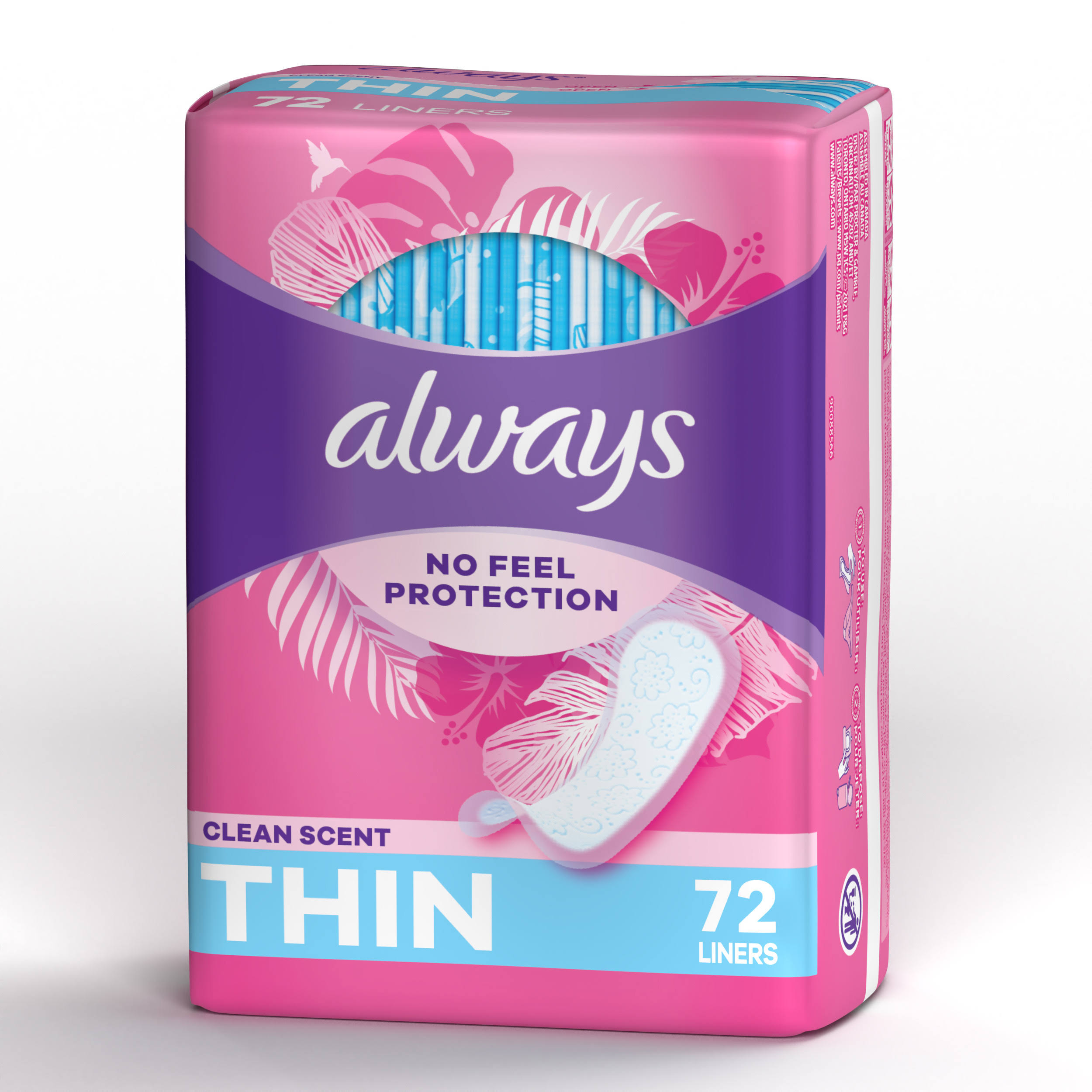 Always - No-Feel Thin Liners, Clean Scent