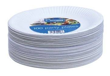 Kingfisher Party Plates - White, 100 Pack