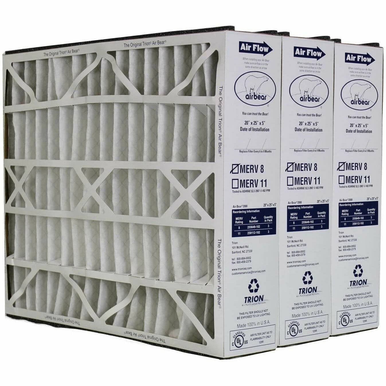 Trion 255649-102 Air Bear 20x25x5 Inch MERV 8 Air Purifier Filter For Air Bear Supreme, Right Angle, and Cub Air Cleaner Purification Systems