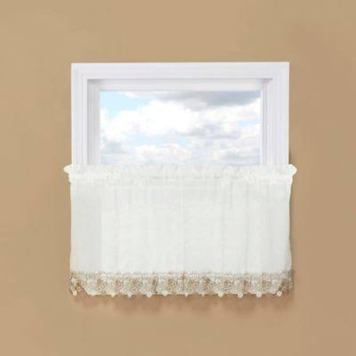 Lillian 24-Inch Rod Pocket Kitchen Window Curtain Tier Pair In Ivory