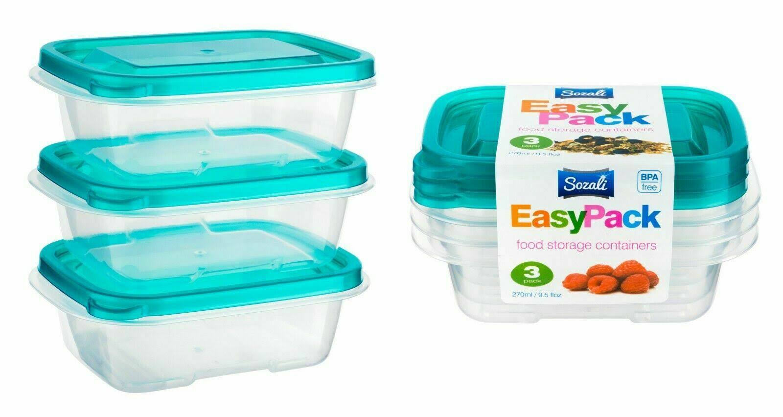 6pc 270ml Food Storage Container Box with Lids Plastic Strong Handy