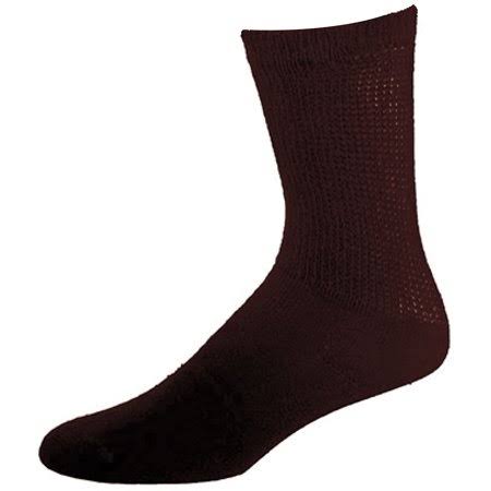 Sole Pleasers Diabetic Crew Socks, 12 Pair, Men's, Size: 9-11, Brown