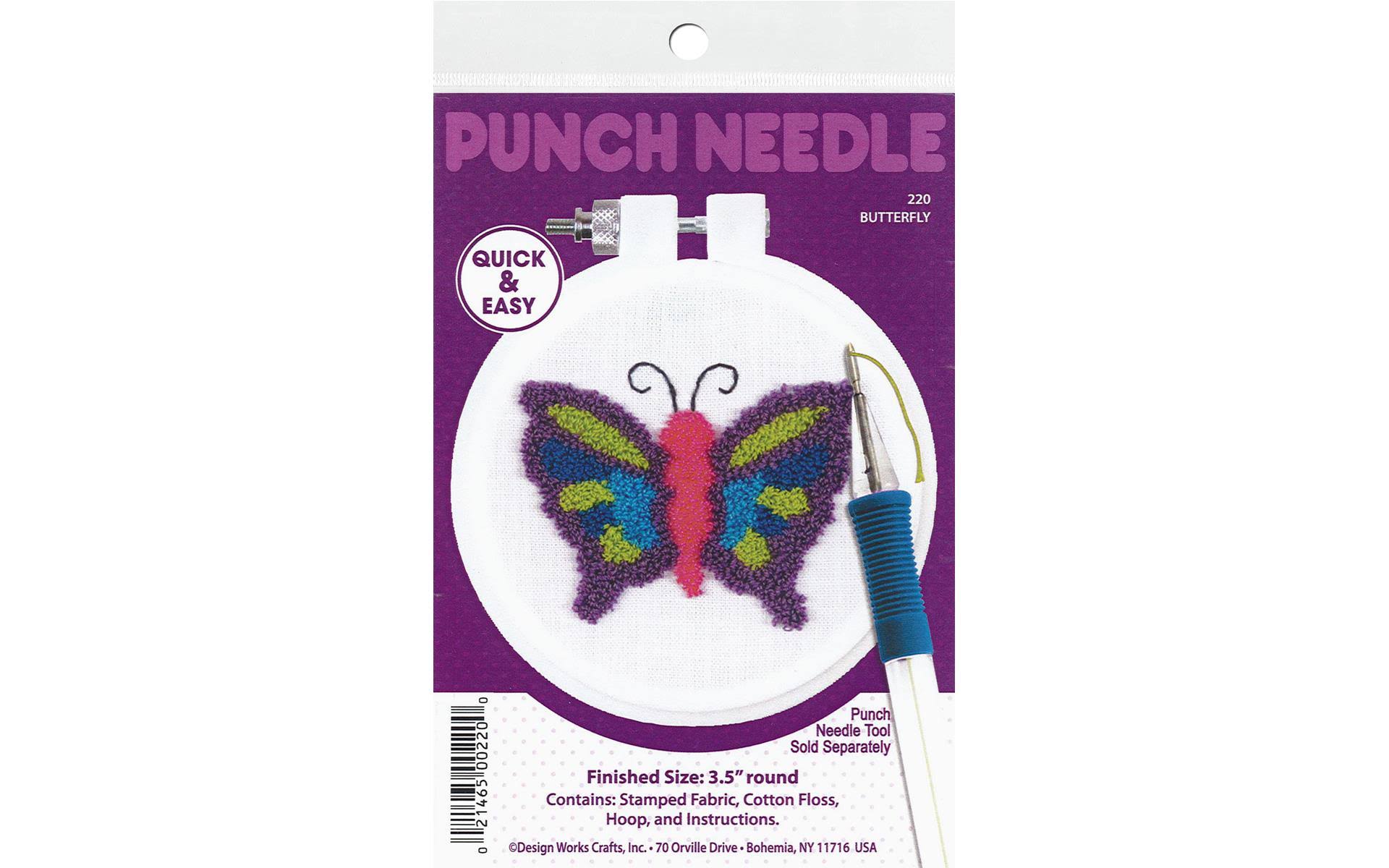 Design Works Punch Needle Kit 3.5" Round Butterfly