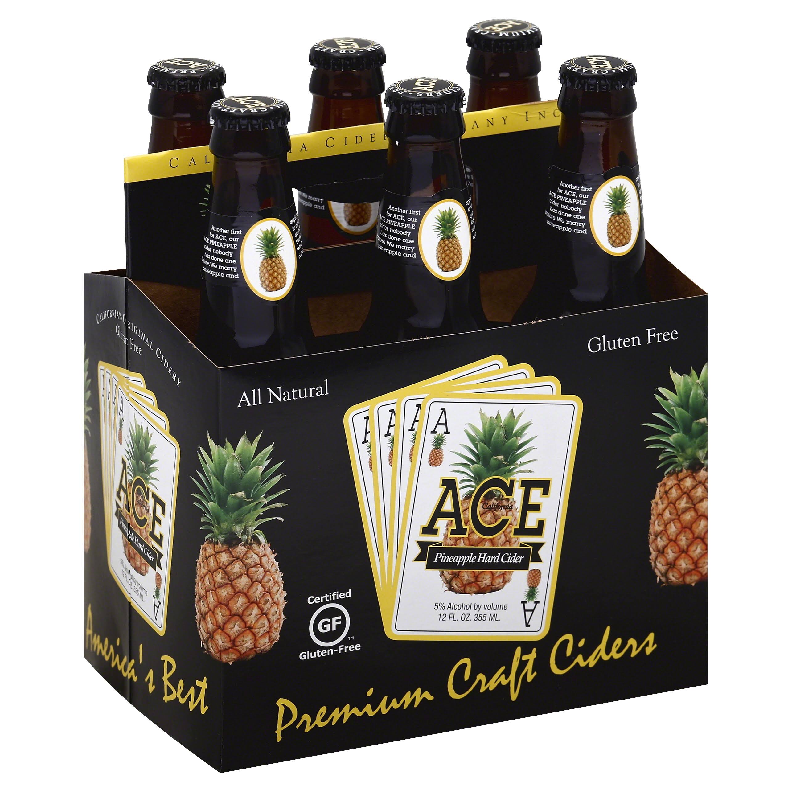 Ace Hard Cider, Pineapple, Sonoma County - 6 pack, 12 fl oz bottles