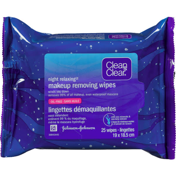 Clean & Clear Night Relaxing All-In-One Cleansing Wipes - 25 Wipes