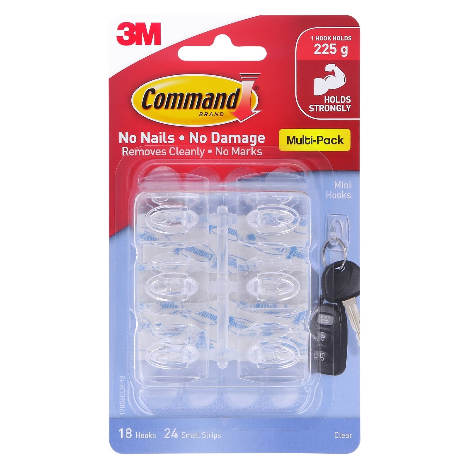 Command Mini Hooks - Clear, 18 Hooks