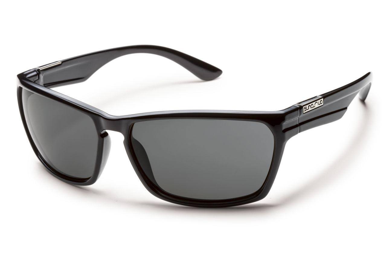 Suncloud Cutout Polarized Sunglasses - Black Frame, Green Mirror Polycarbonate Lenses