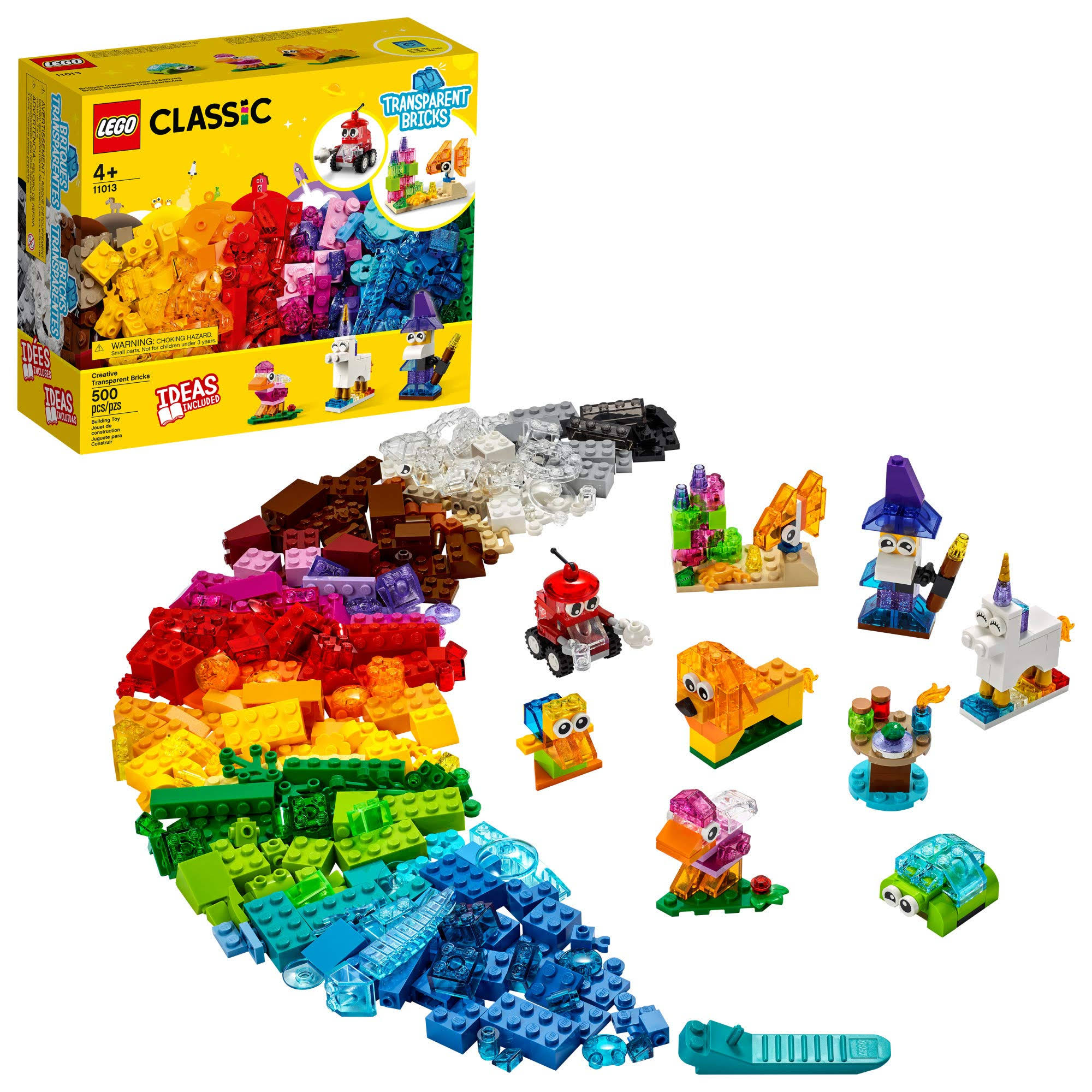 LEGO Classic Creative Transparent Bricks 11013 Building Kit with Multicolor