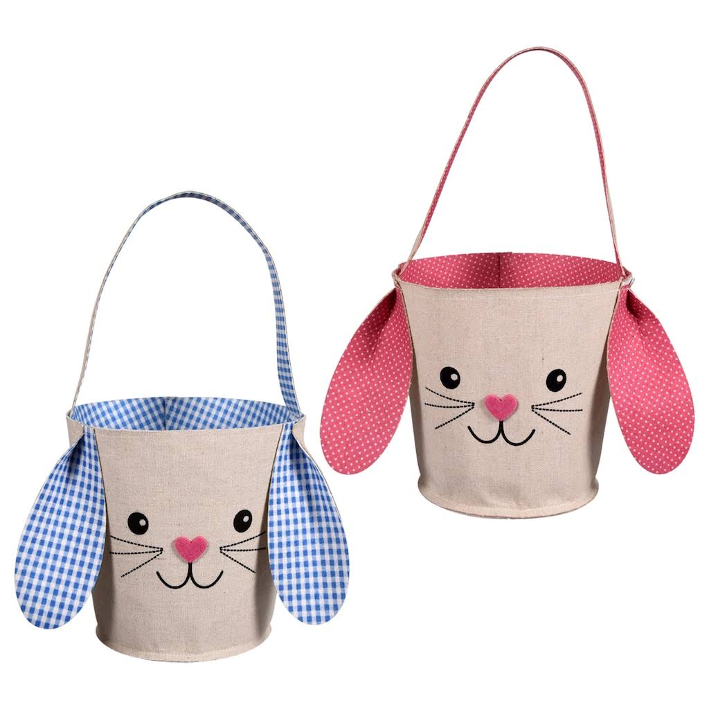 Greenbrier Fabric Bunny Easter Basket (Pink)