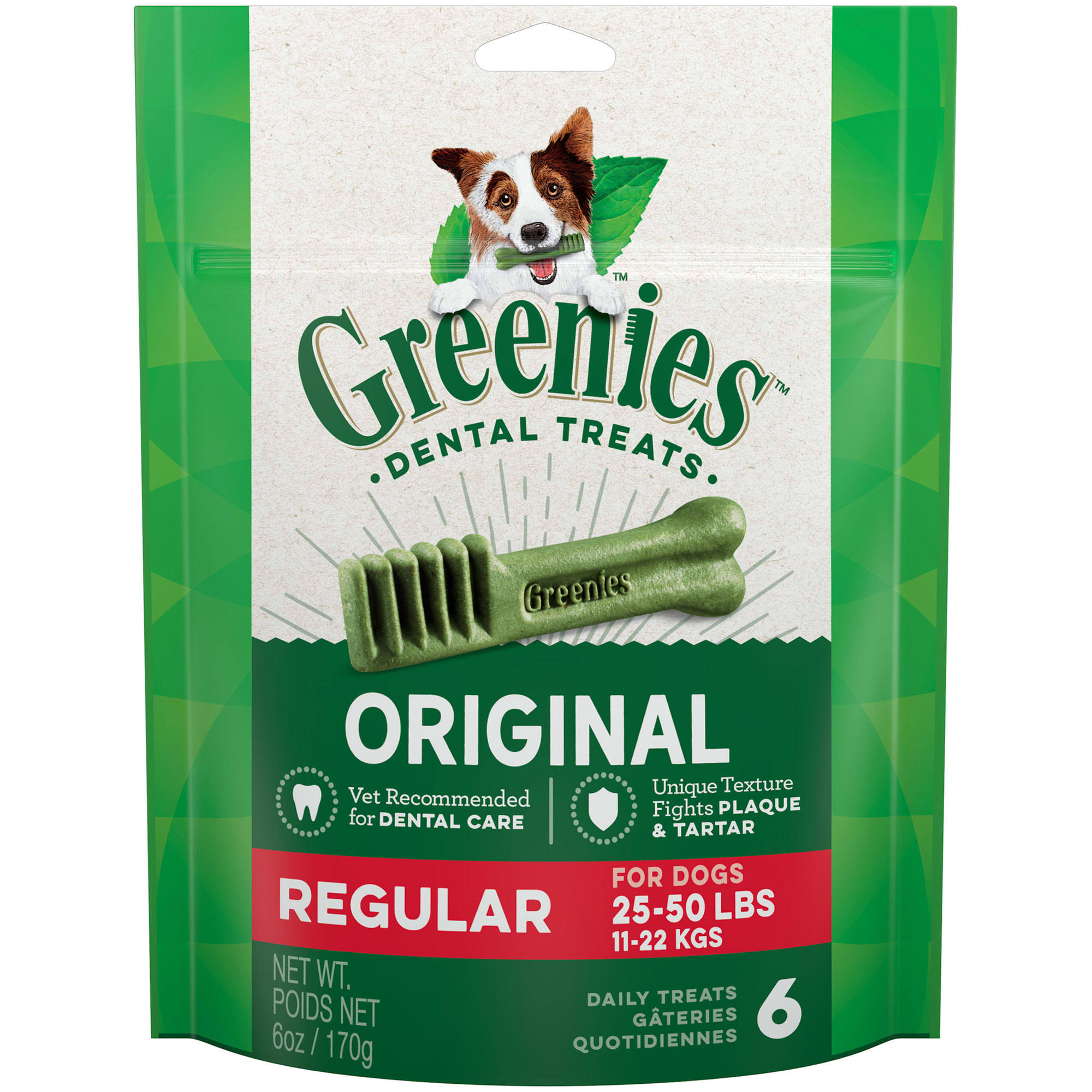 Greenies Dog Dental Chew Treats - Regular, 170g