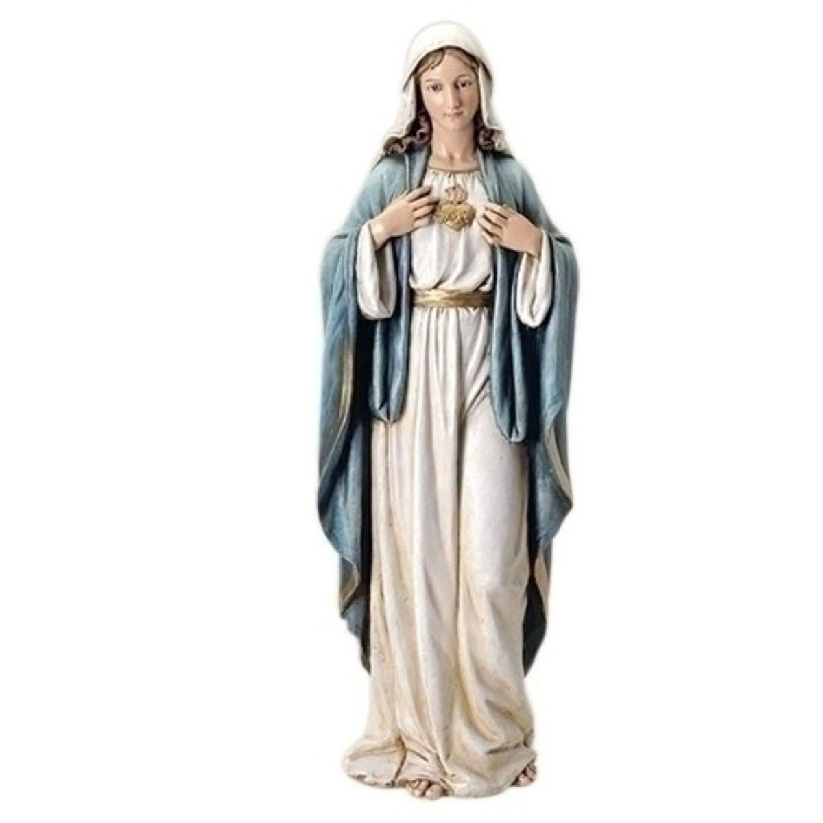 Roman, Inc. Immaculate Heart of Mary Statue 92cm / 37 Inches High Handpainted Resin Cast Figurine | Pilgrim Shop Walsingham