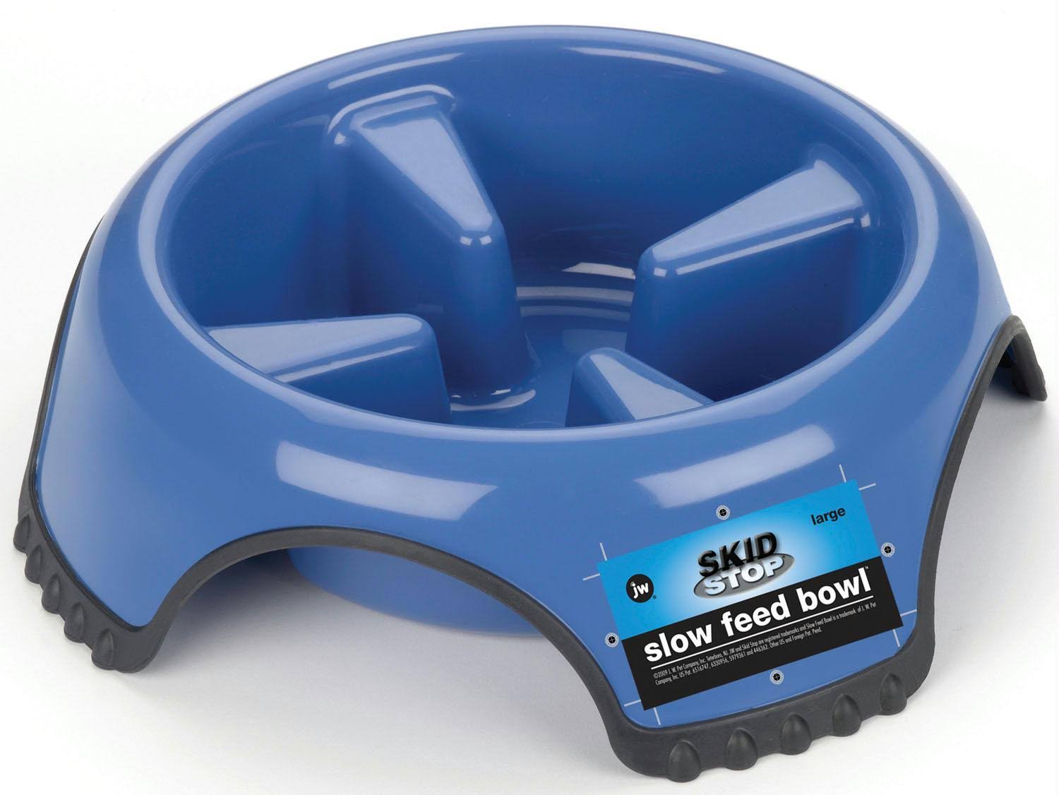 JW Pet SkidStop Slow Feed Pet Bowl - Blue
