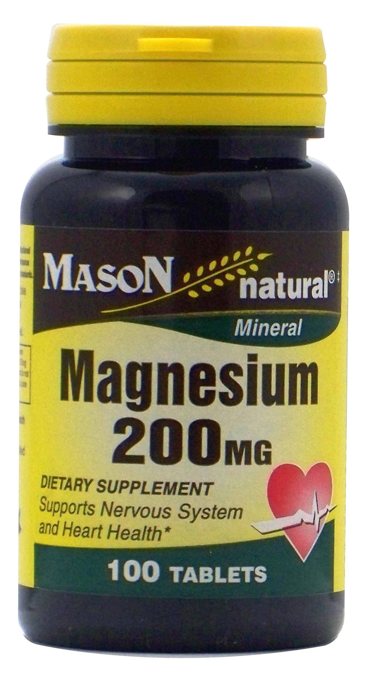 Mason Natural Magnesium - Supplement, 100 Tablets, 200mg