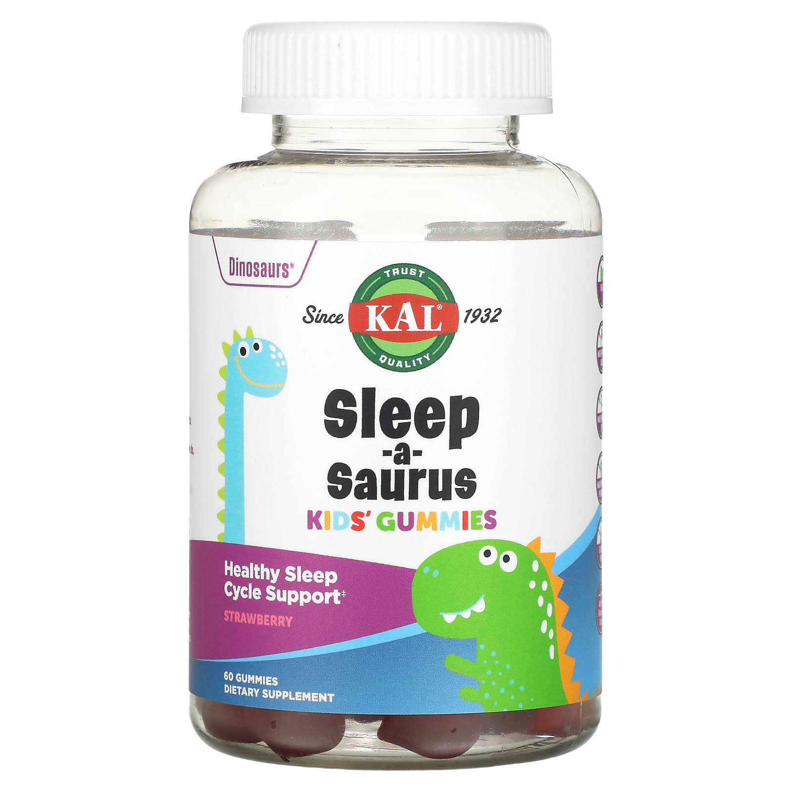 KAL Dinosaurs Sleep-a-Saurus Kid's Gummies Strawberry 60 Gummies