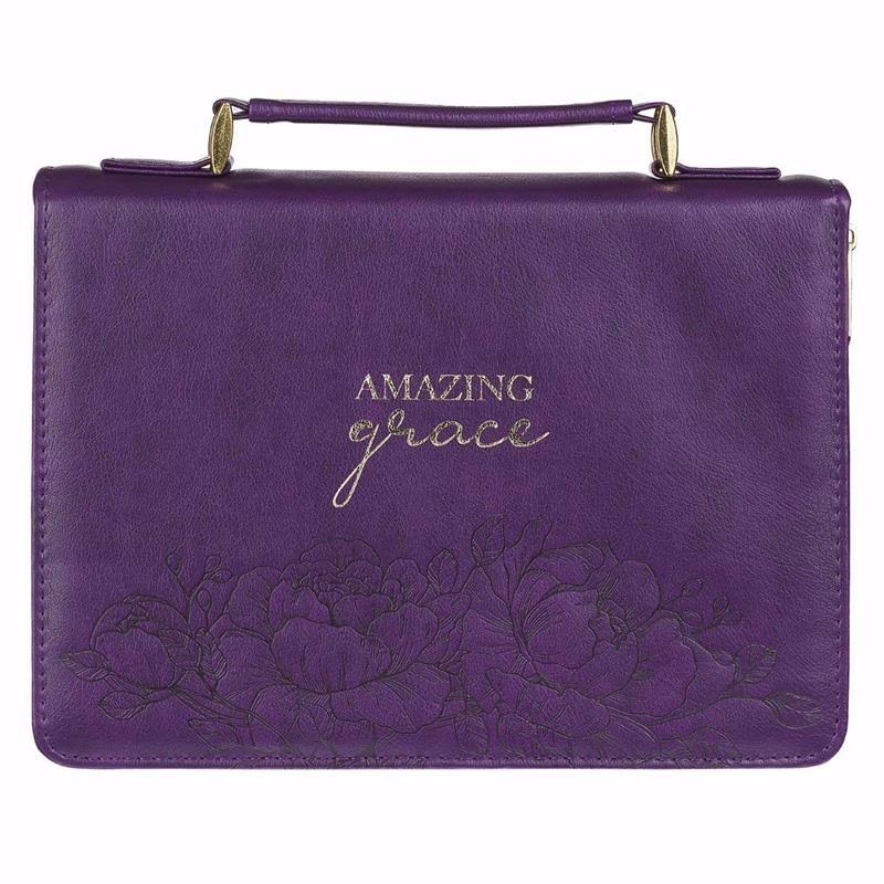 Bible Cover-Fashion/Amazing Grace Floral-Medium-Purple