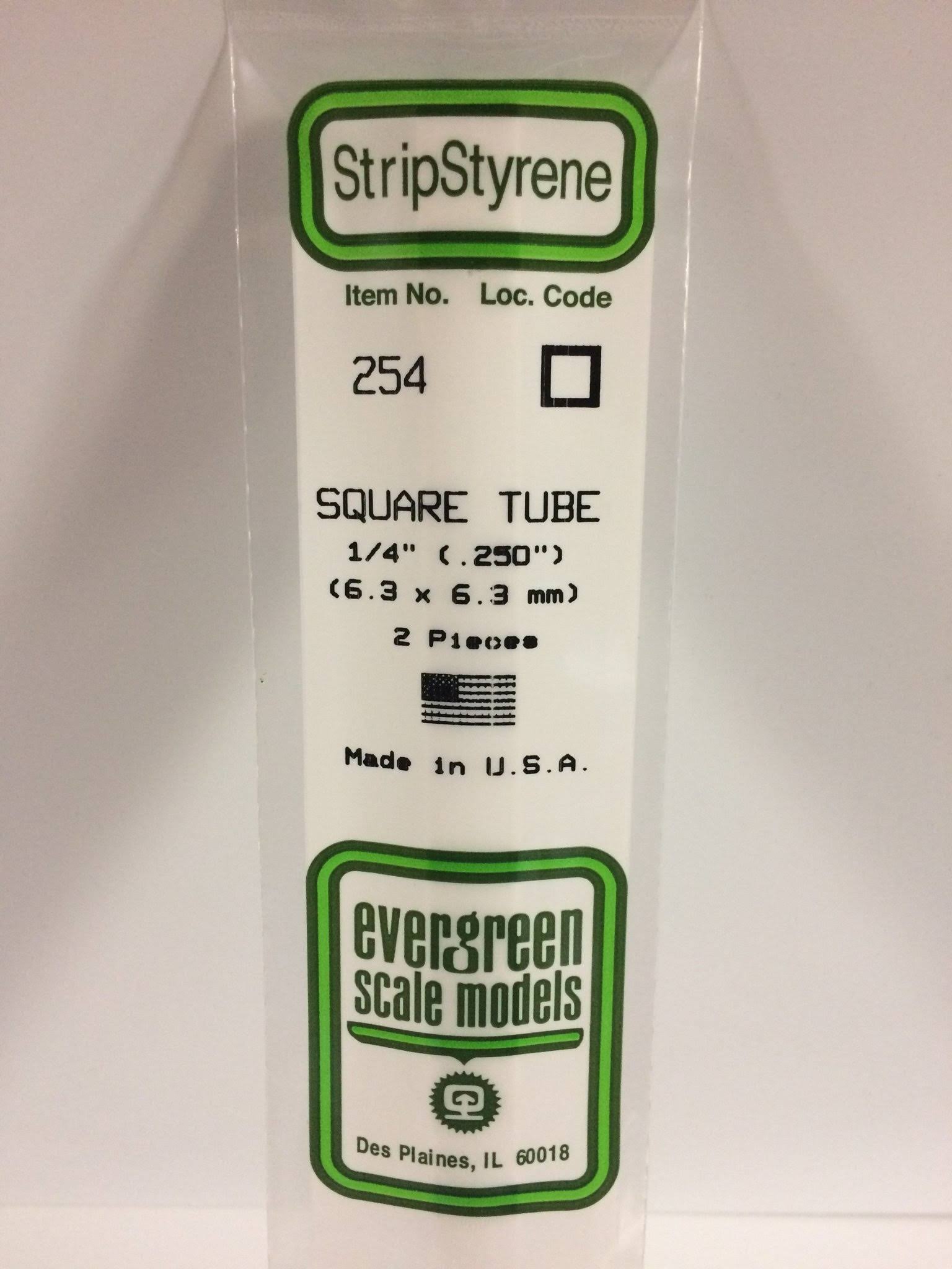 Evergreen Styrene Square Tube - 6.3mm x 6.3mm