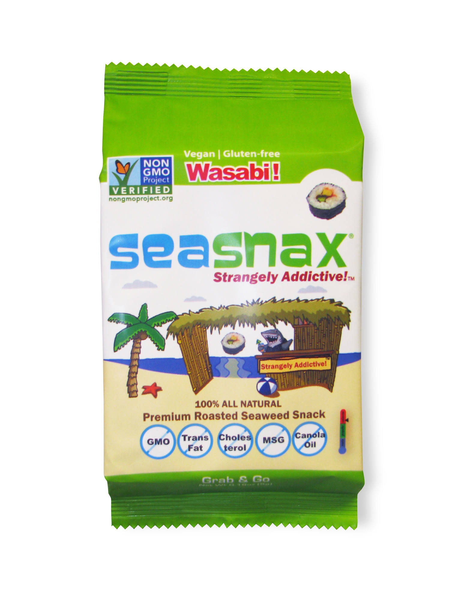 Seasnax Grab and Go Seaweed Snack - Wasabi, 0.18oz, 24pk