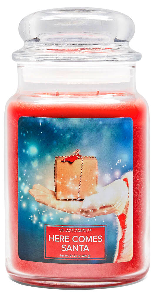 Village Candle Here Comes Santa Candle