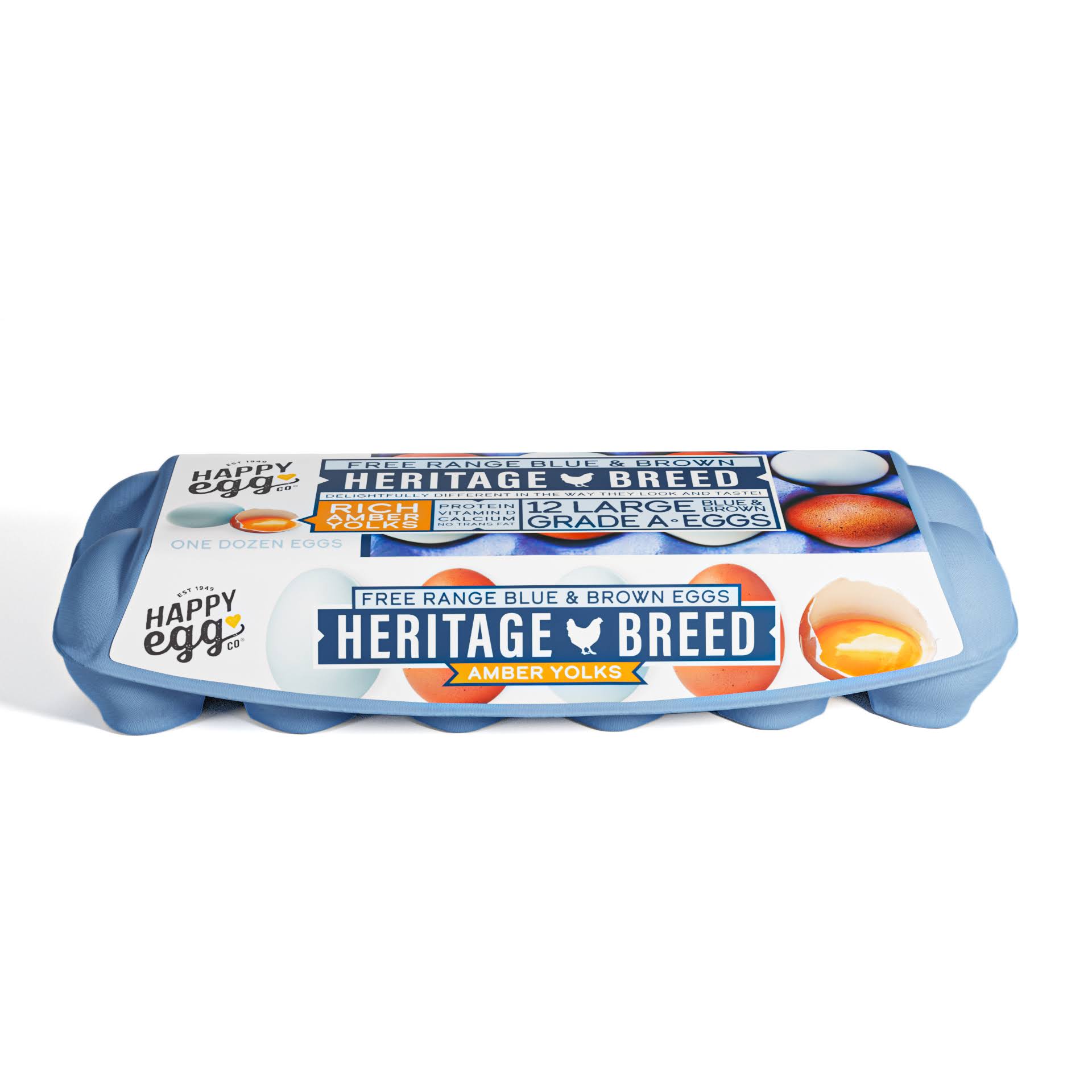 Happy Egg Co. Eggs, Heritage, Blue & Brown, Large - 12 eggs, 24 oz