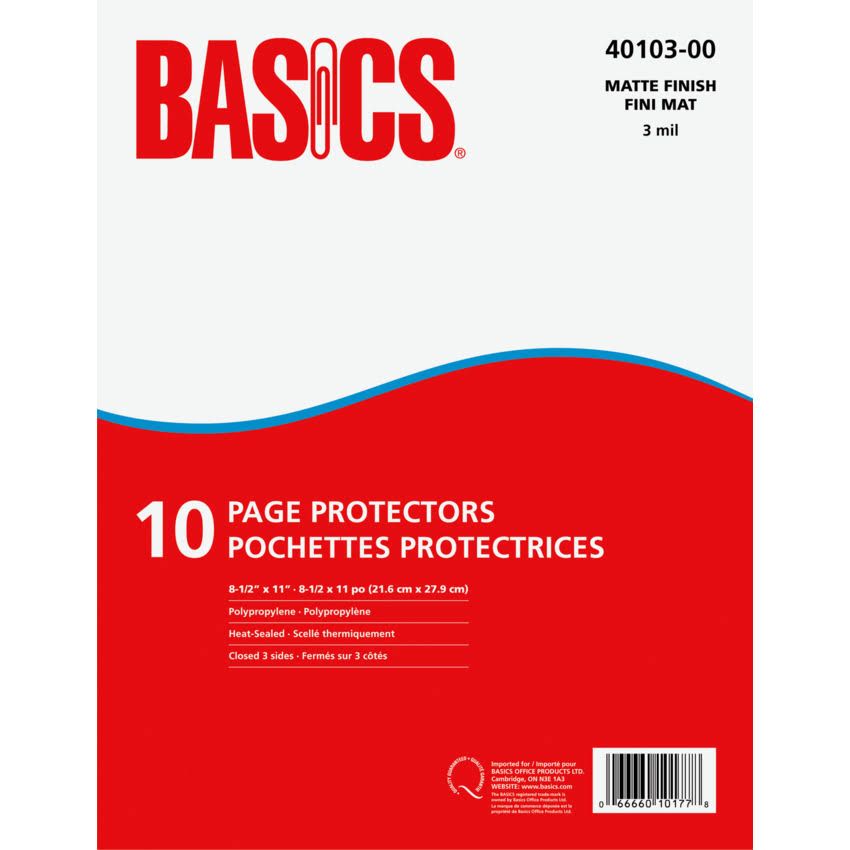 Basics Page Protectors 3 mil Matte Letter 10/pkg