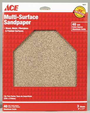 Ace Multi-Surface Sandpaper, 9" x 11" - 3 pack