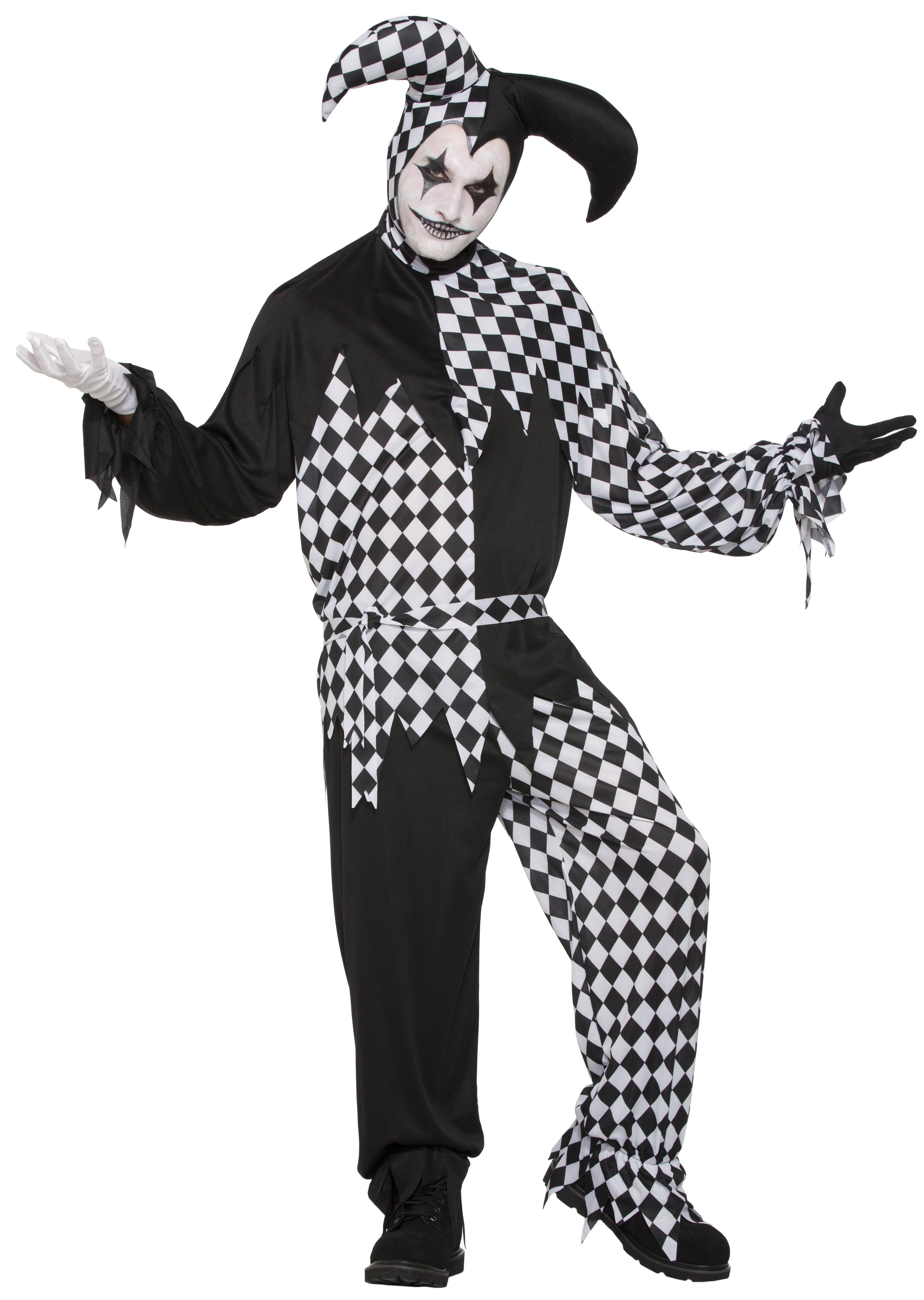 Harlequin Clown Dark Jester (Adult Costumes) Male Chest Size 42"