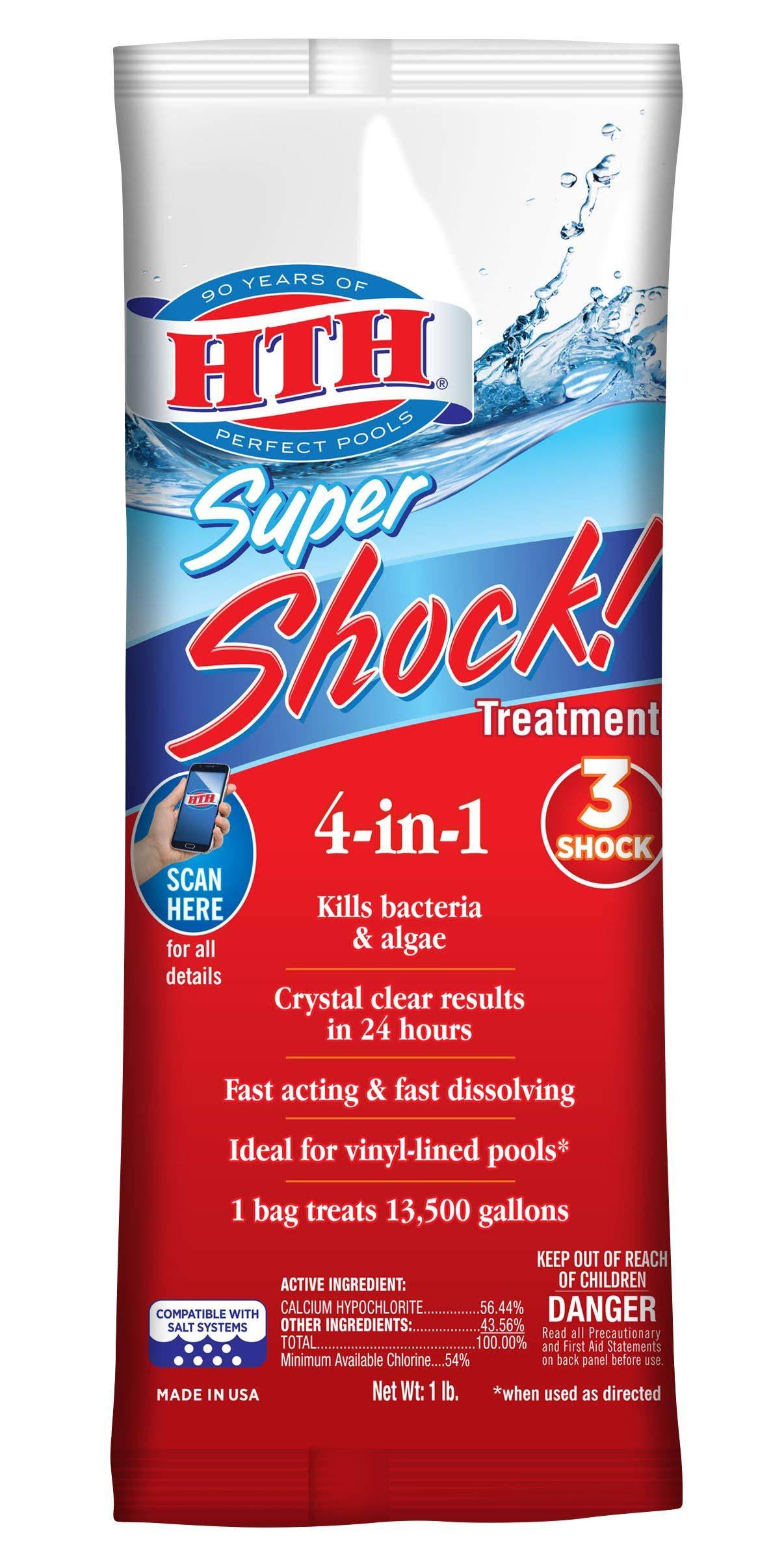 Hth 52019 Super Shock Treatment Swimming Pool Chlorine Cleaner, 1 lb, Crystal Clear