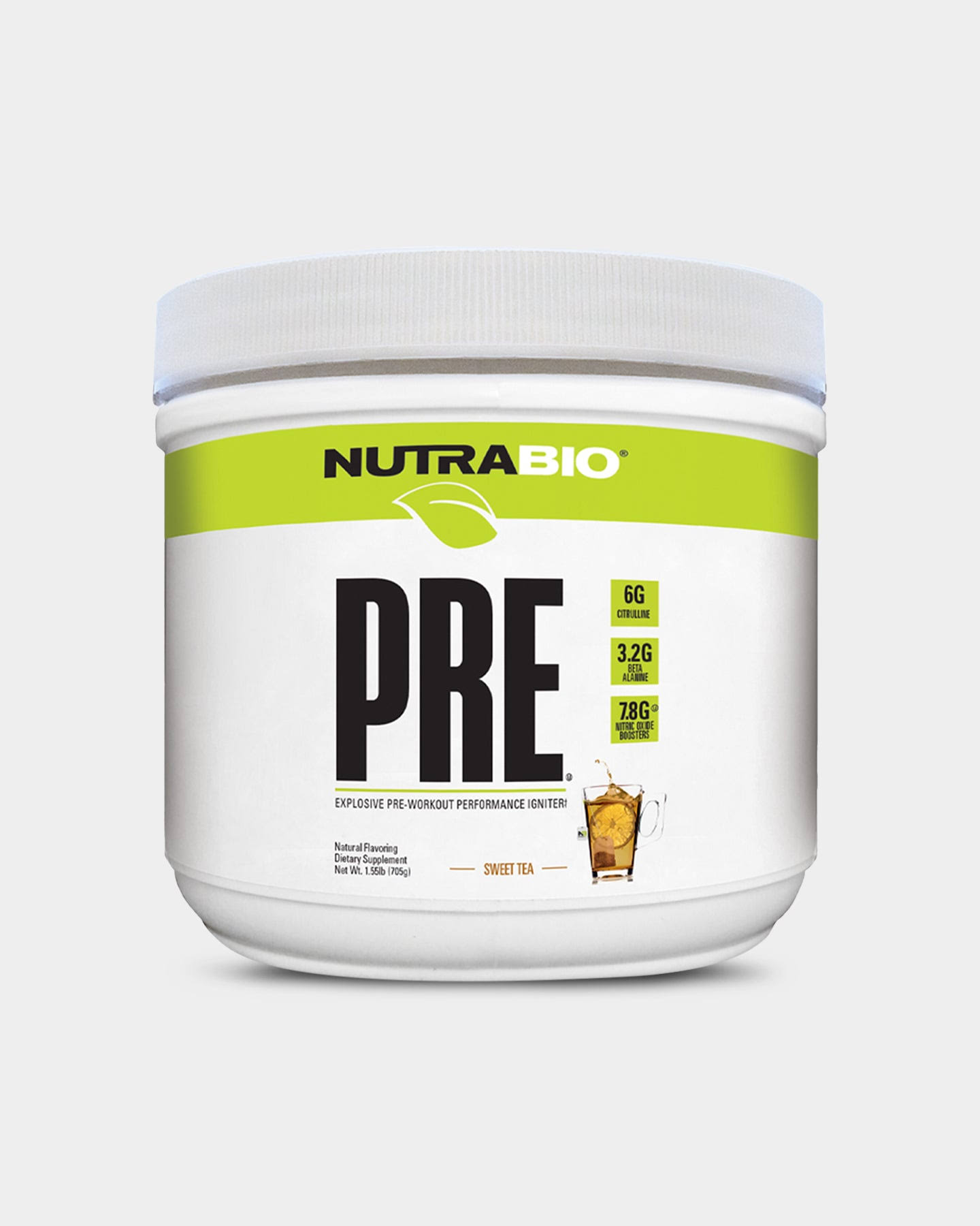 NutraBio PRE Natural | Pre-Workout | 20 Servings - Sweet Tea