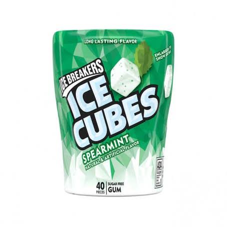 Ice Breakers Ice Cubes Sugar Free Gum - Spearmint Flavor, 3.24oz, 40 Count