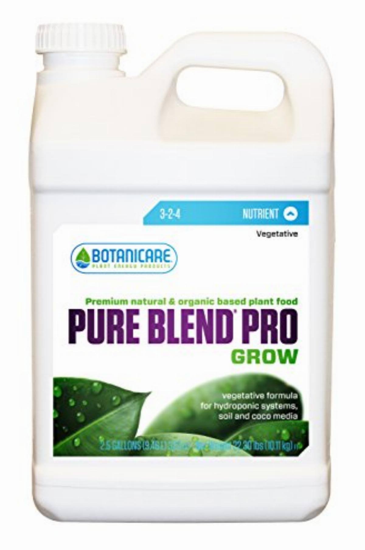 Botanicare Pure Blend Pro Grow Hydroponic Nutrient Plant Food - 2.5 Gallon