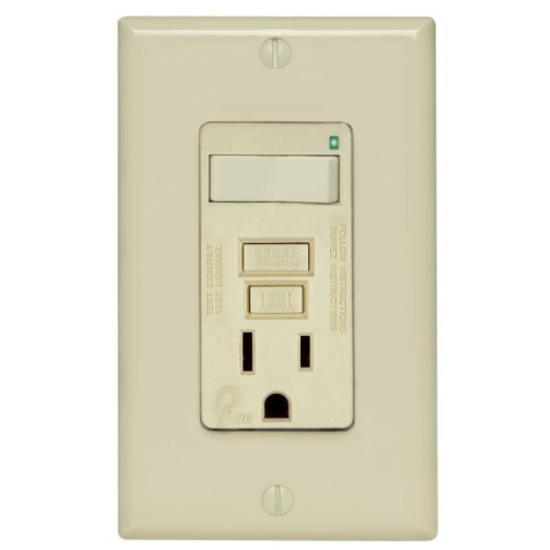 Leviton 606536 Combo Switch-smartlock Pro Outlet - Ivory, 15 Amp