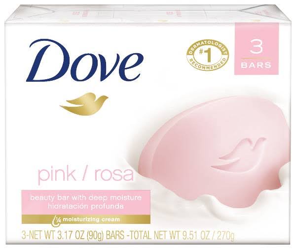 Dove Beauty Bars, Pink - 3 pack, 3.17 oz bars
